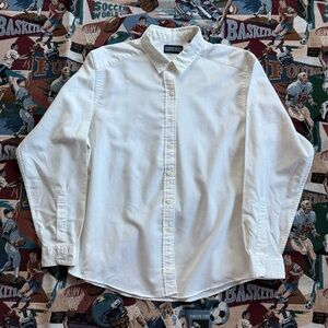 Vintage 90s Women’s Lands’ End White Oxford Shirt
